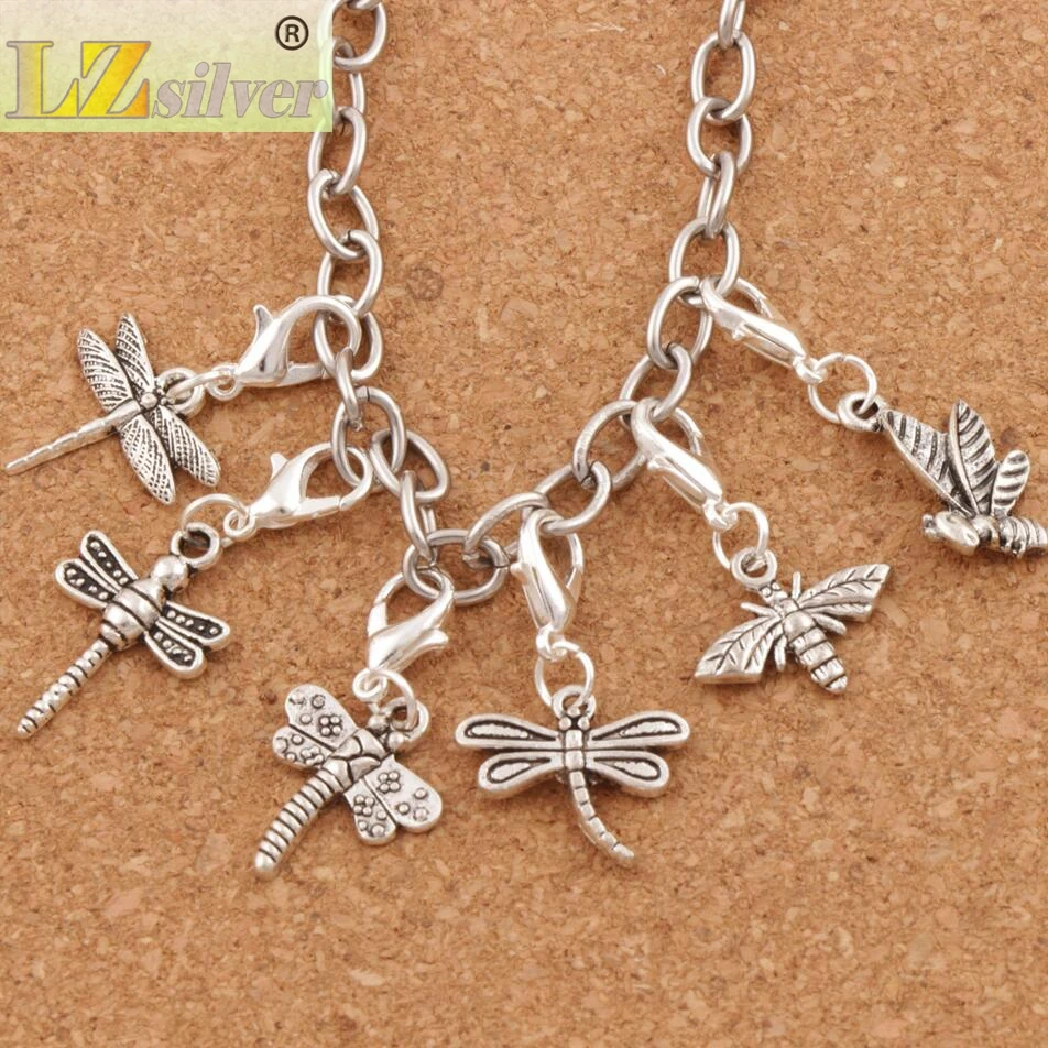 25 шт. точки стрекоза сердце плавающие застежки-карабины шармы бусины 14 1x35 5 мм из