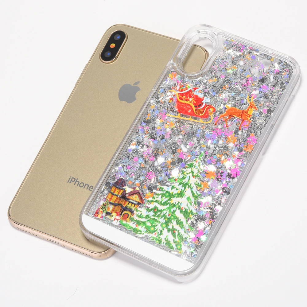 Для iphone 7 plus чехол роскошный Рождественский прозрачный блеск зыбучие пески