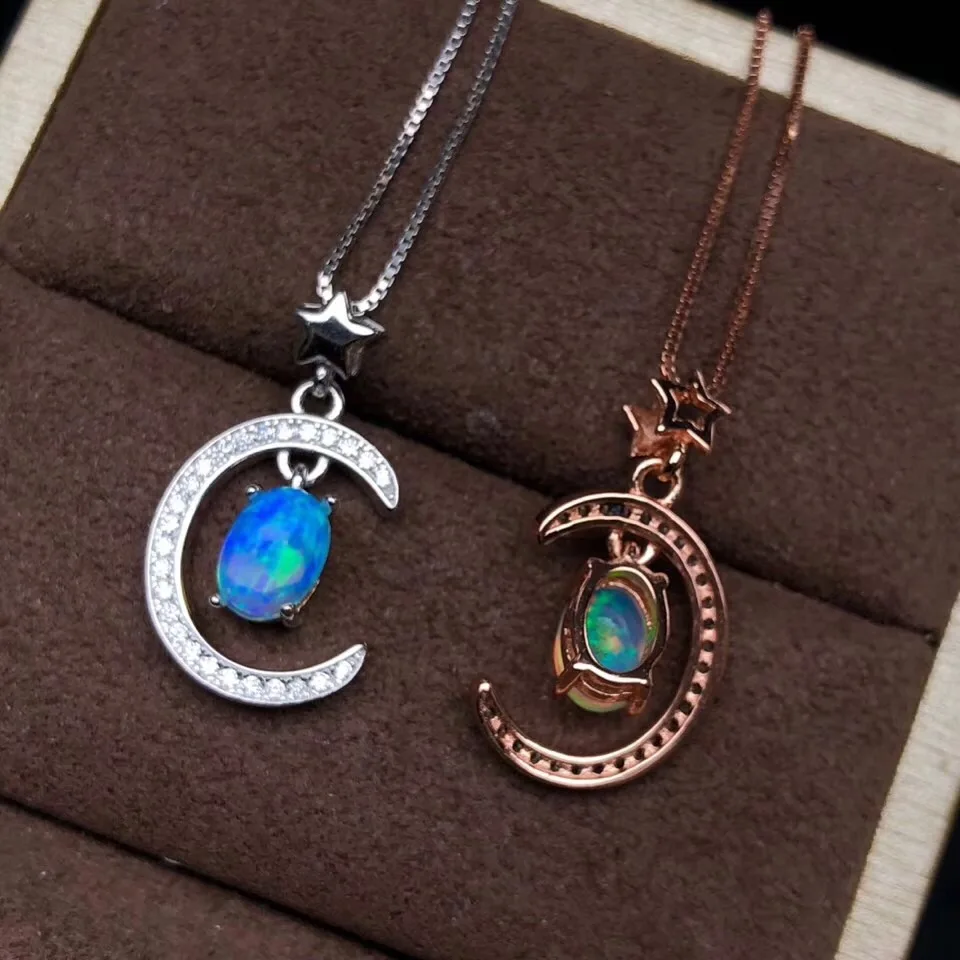 

Ожерелье из 2020, новинка, Опаловая драгоценных камней для женщин, украшение из настоящего серебра 925 пробы, позолоченное, натуральный драгоце...