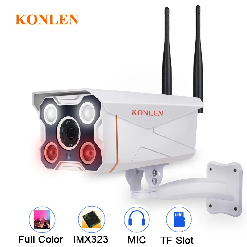 Konlen 1080P 720P HD полноцветная Проводная Беспроводная ip-камера, уличная Wifi домашняя охранная камера наблюдения с микрофоном и слотом для карт памяти