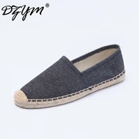 dzym spring summer linen shoes high quality women flats loafers classic pink canvas espadrilles smoking shoes zapatos mujer
