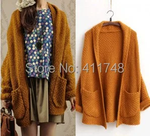 Женский трикотажный кардиган с рукавами летучая мышь|batwing sleeve cardigan|knitted cardiganlong