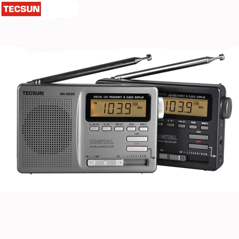 Радиоприемник TECSUN DR920C портативный с цифровым дисплеем FM/MW/SW ЖК высокой