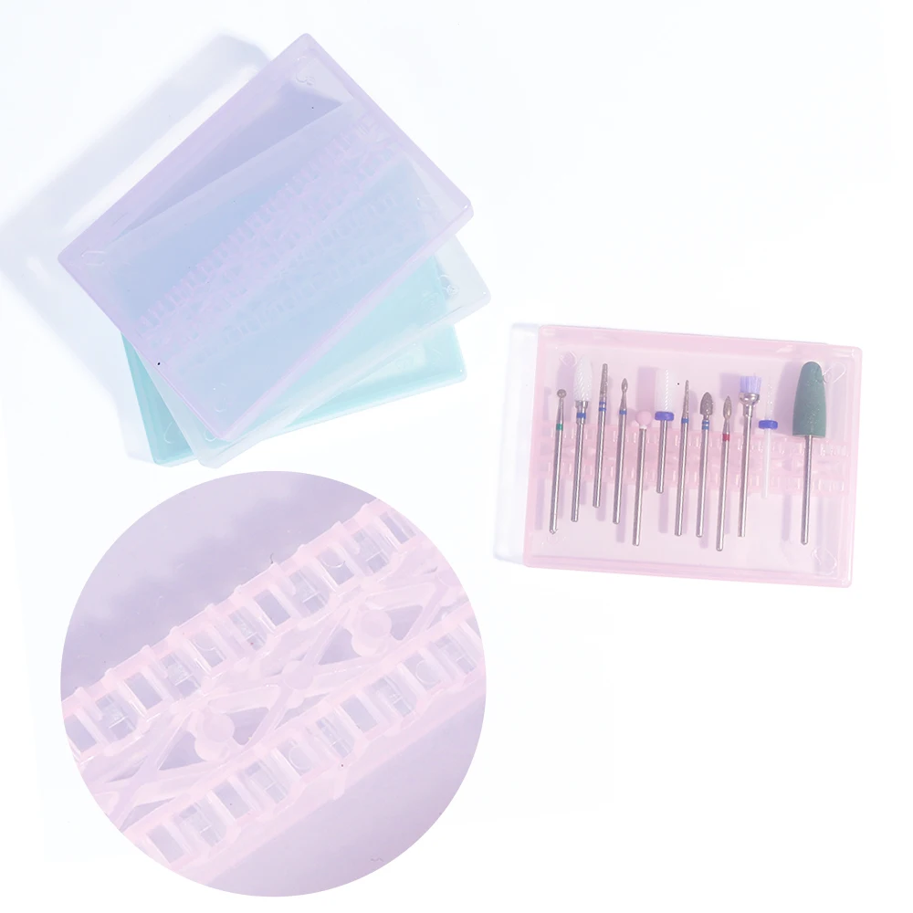 Прозрачные сверла для ногтей коробка с 14 отверстиями пластиковая пустая