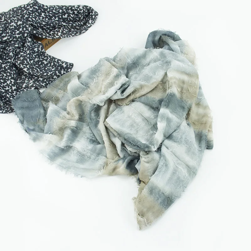 Осень и зима ручной работы окрашенный хлопок лен шарф 2018 Новый женский модный