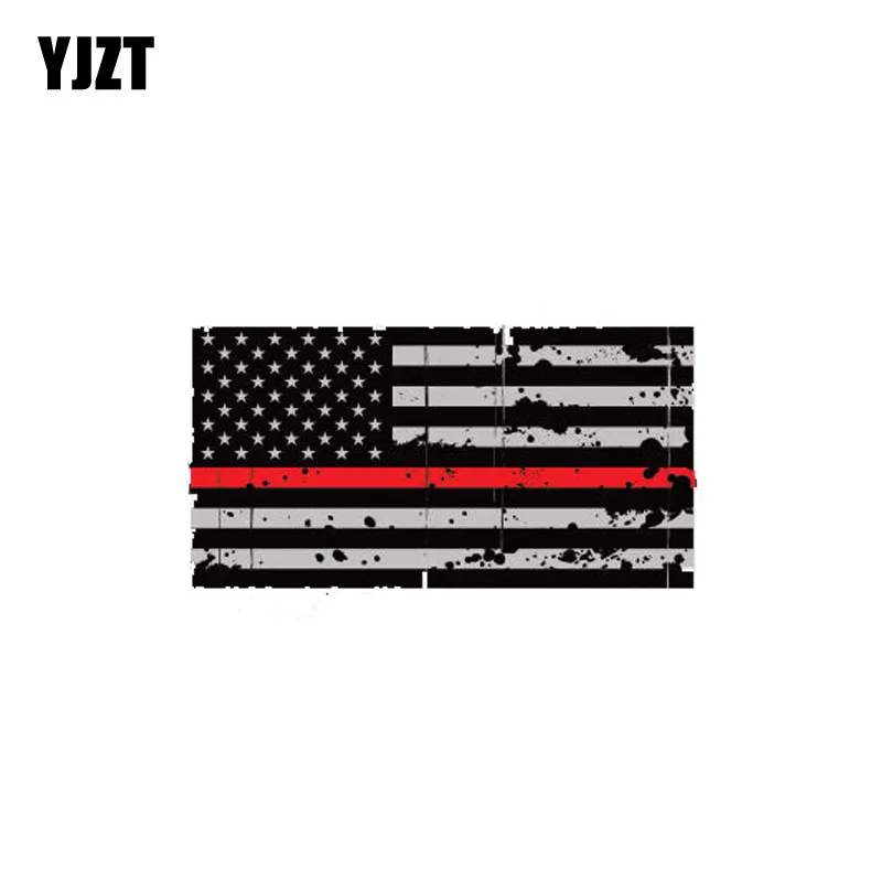 

YJZT 12CM*6CM Creative Tattered American Flag Car Sticker PVC Decal 12-0488