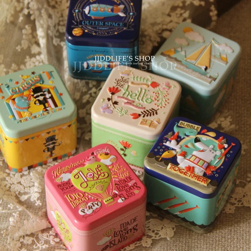 Новинка! 4 шт./упаковка квадратная металлическая подарочная жестяная коробка