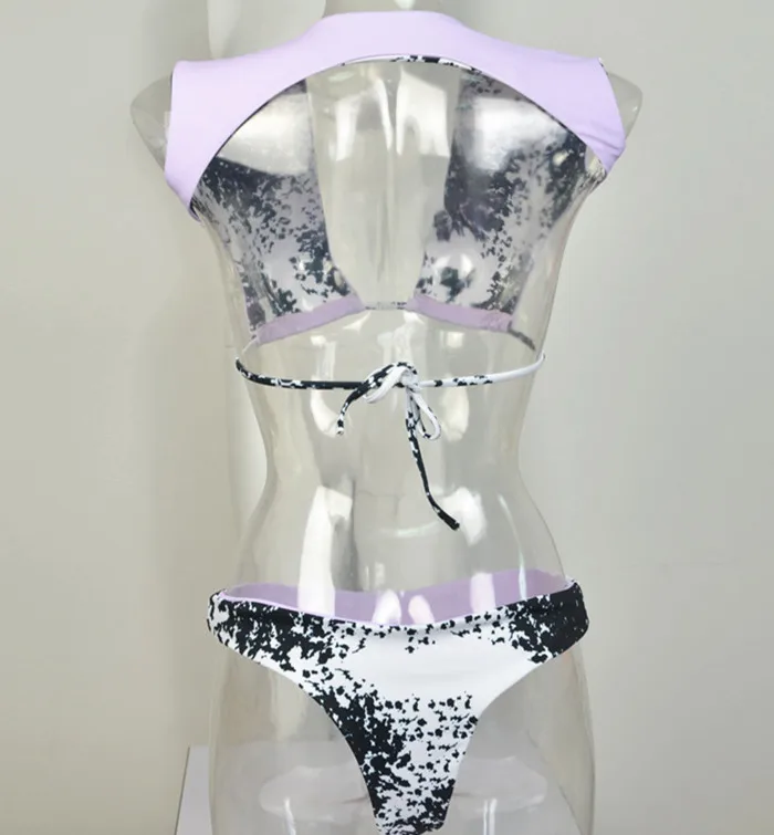 2017 полосатые леопардовые двусторонние бикини женский фиолетовый купальник с