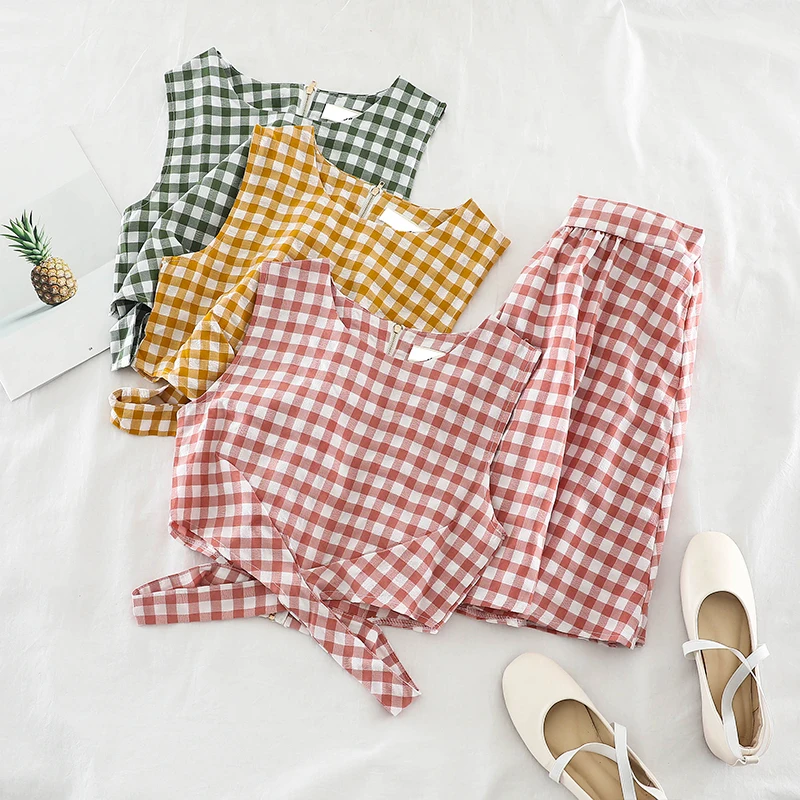 2019 новые модные женские комплект из двух предметов свежий и сладкий жилет Крест