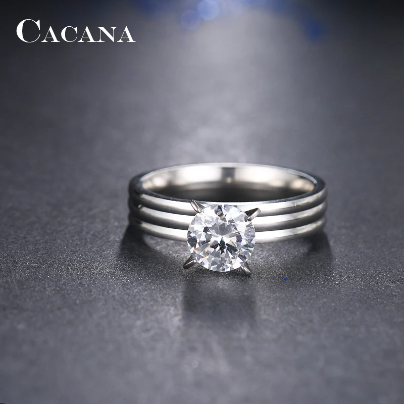 Женские кольца из нержавеющей стали CACANA модные ювелирные изделия № R28|stainless steel