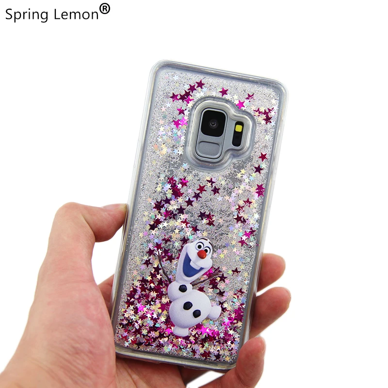 For Samsung Galaxy S9 Case Cute Minnie Stitch Cheshire Cat Glitter Liquid quicksand Stars Phone Cover S9plus | Мобильные телефоны и