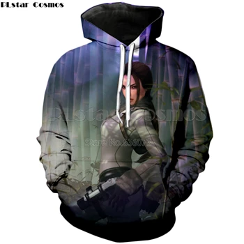 color as the picture PLstar Cosmos классические игры Tomb Raider Hoodie Модный женский мужской свитер с капюшоном Heroine Lara Croft 3d печать Hoody - Цвет: color as the picture