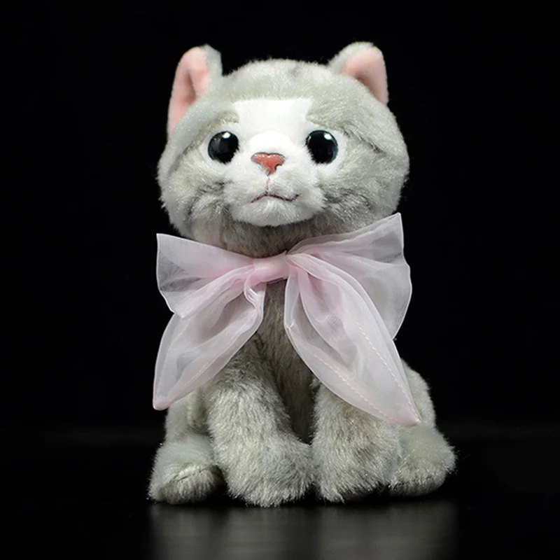 16 см Супер милое платье розового цвета с бантом Плюшевая игрушка серый полосатый