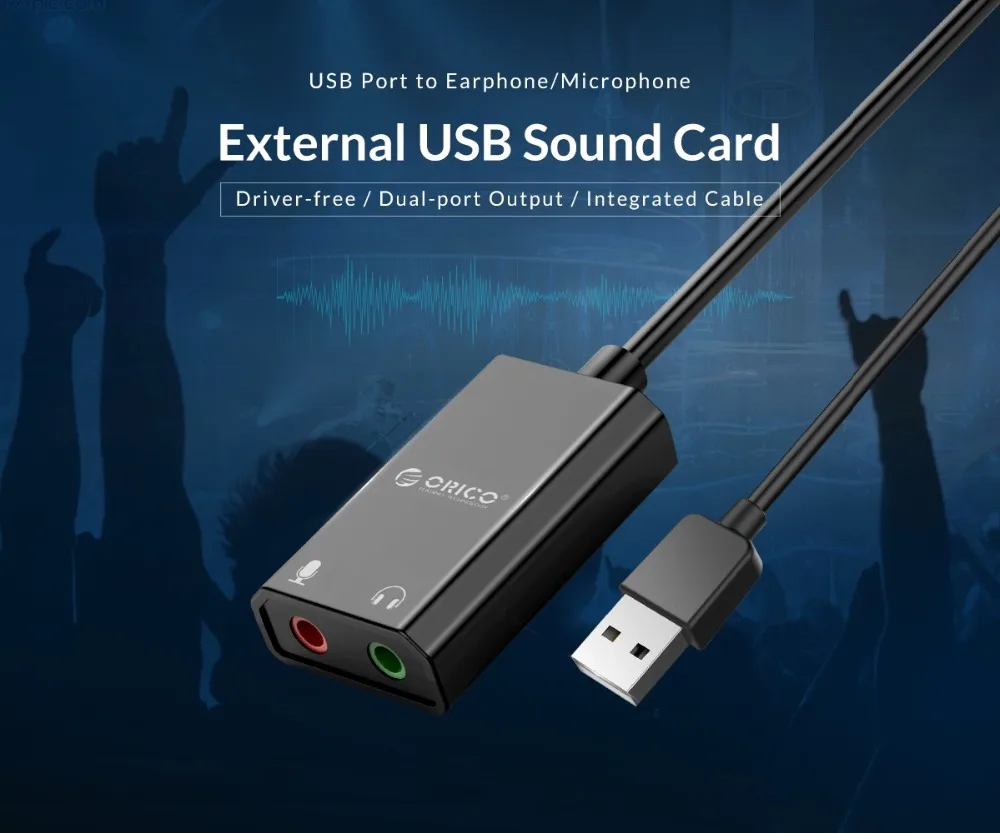 ORICO USB внешняя звуковая карта с портом гарнитуры+ 1 разъем для микрофона 3,5 мм адаптер для отключения звука Регулировка громкости