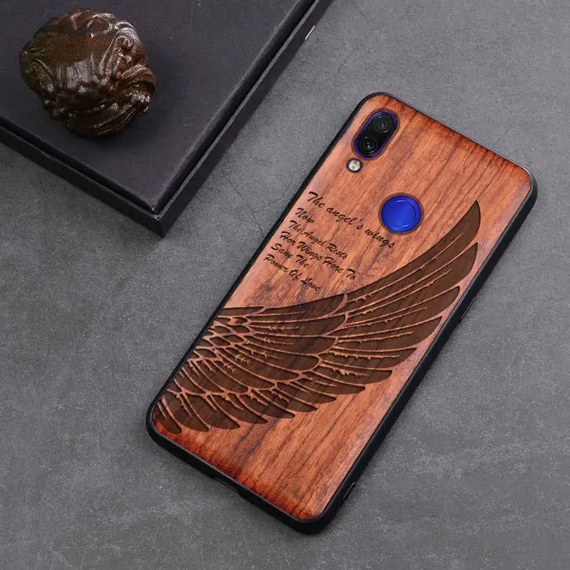8 Резной деревянный ящик для Xiaomi redmi note 7 Xiaomi redmi note 7 pro противоударный чехол TPU бампер чехол redmi note 7 Чехол деревянный корпус - Цвет: 8