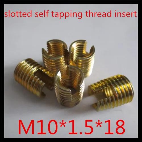 

20pcs/lot high quality factory direct steel with zinc plated slotted self tapping thread insert m10*1.5*18