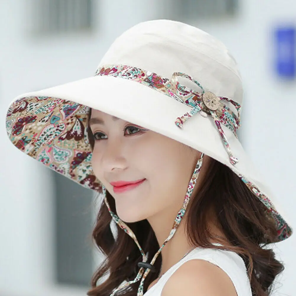 Женская пляжная шляпка с широкими полями двусторонняя Складная для путешествий