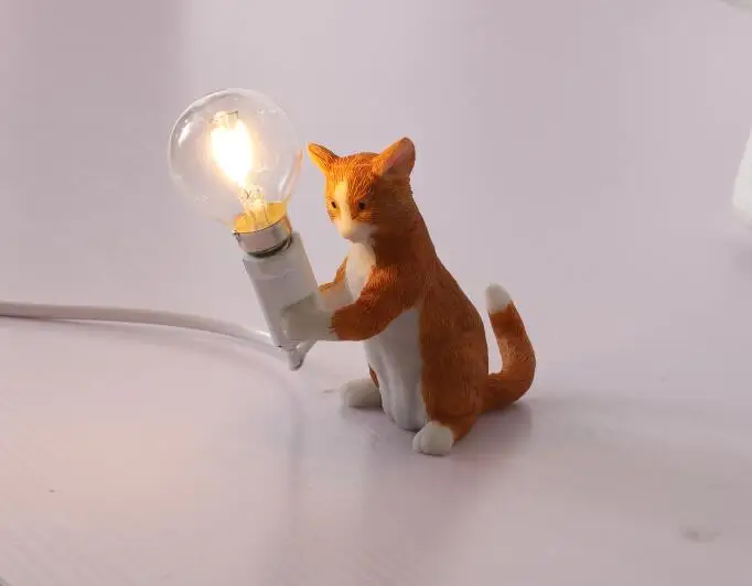 Маленькая белая черная кошка котенок Настольная лампа настольная лампа заинтересованное животное светильник Xmax подарок Светодиодная настольная лампа в виде животного ночной Светильник - Цвет корпуса: B 11x6x12cm orange