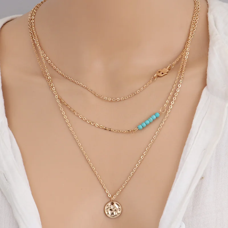 Женский многослойный браслет Tenande ожерелье и кулоны в виде звезд лун простой