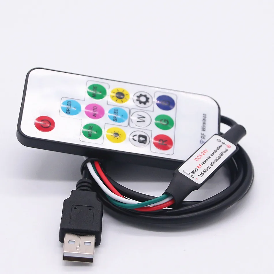 5 в USB LED контроллер 17Key SP103E RF беспроводной пульт дистанционного управления для WS2811