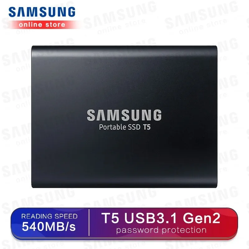 Внешний портативный накопитель Samsung T5 SSD 250 ГБ 500 1TB 2 ТБ USB 3 1 внешний твердотельный