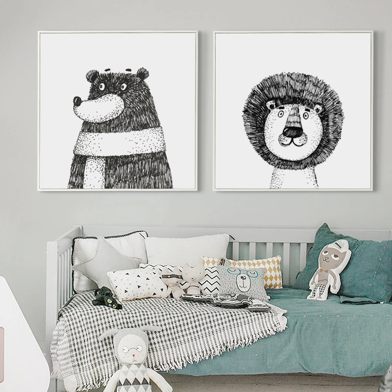 07 г абстрактные животные Лев медведь Портрет холст Художественная живопись