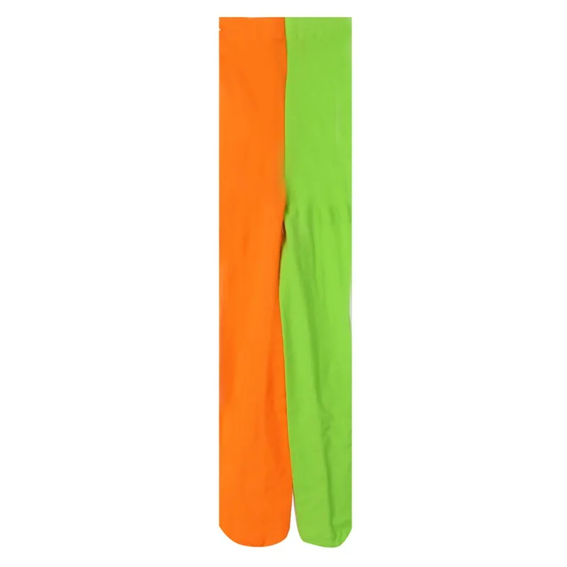 Green and Orange Модные детские двуцветные бесшовные леггинсы ярких расцветок для маленьких детей обтягивающие колготки прямые поставки - Цвет: Green and Orange