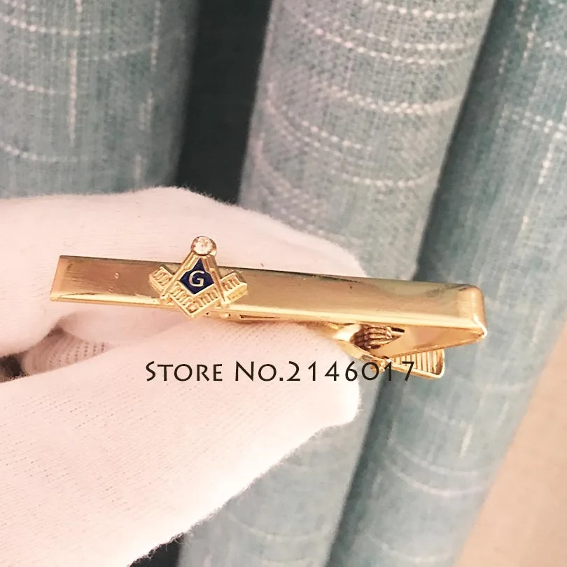 

PROMOTION 2pcs Masons Tie Clips Mens Blue Lodge Masonic Square and Compass G rhinestone Freemason Tie Bar Clothing Accessory