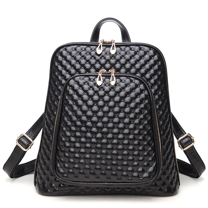 Новый клетчатый женский рюкзак из натуральной кожи женская сумка на плечо