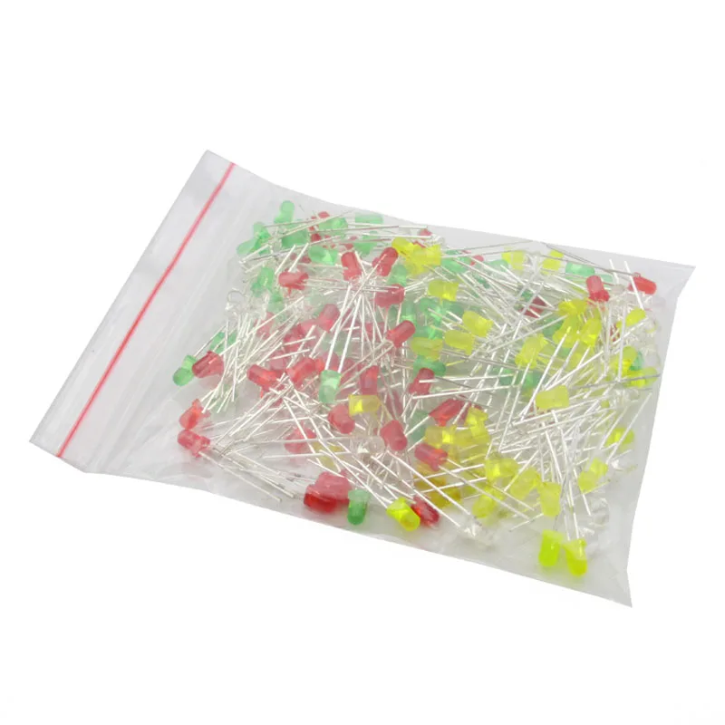 60 шт./лот 3 мм Led набор смешанных цветов красный зеленый желтый светодиод