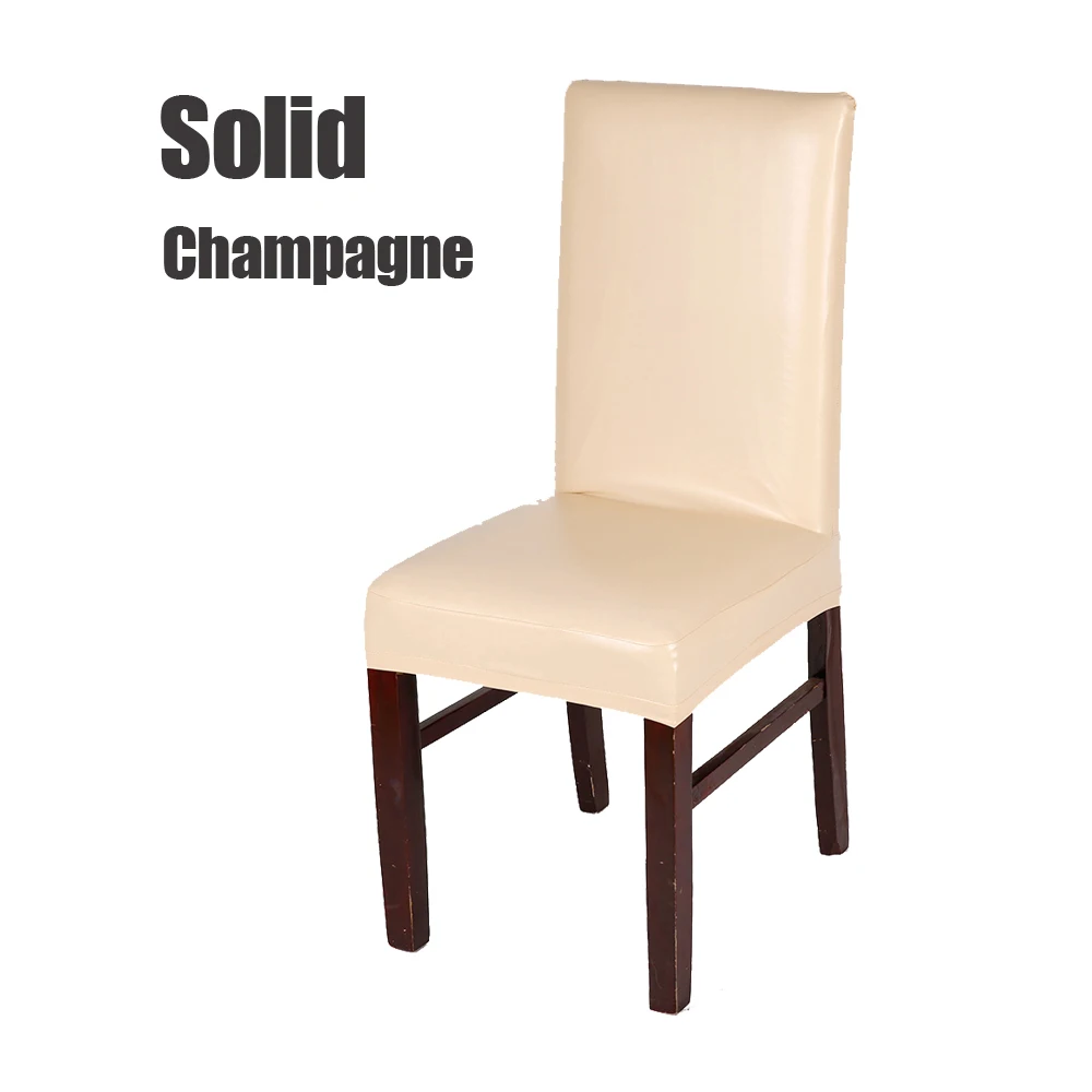 Solid Champagne Новое поступление 1 шт. черный/кофейный/серый/фиолетовый многоцветный Водонепроницаемый и маслостойкий Чехол для стула из искусственной кожи для домашнего декора столовой - Цвет: Solid Champagne