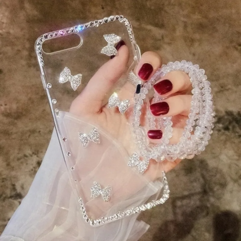 LaMaDiaa для SamsungS6 S7 S8 S9 S10 S20 S21 Plus Note5 8 9 10 20 чехол Роскошные Блестящие Стразы Лук