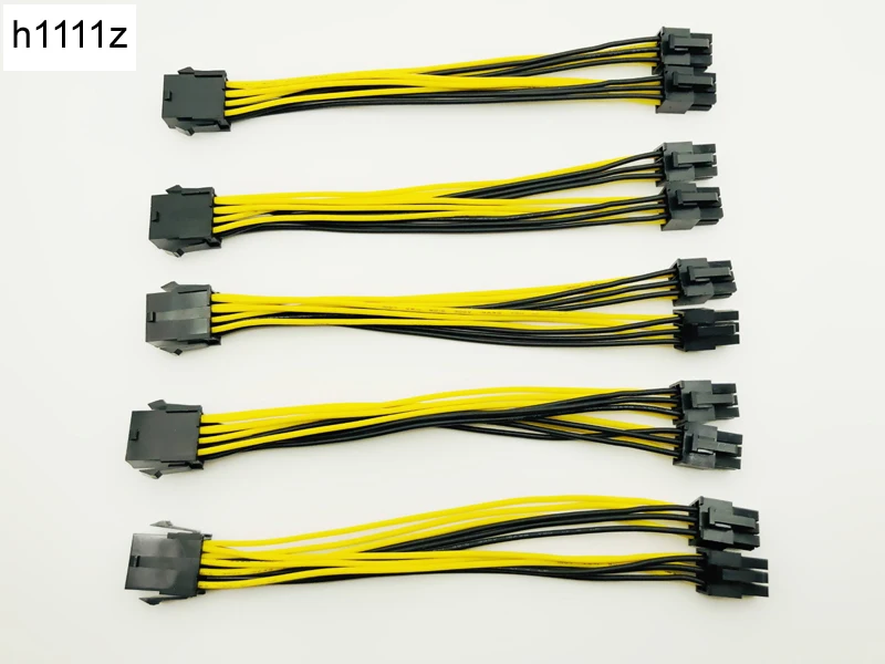 

5pcs CPU 8Pin to Graphics Card Dual PCI-E PCIe 6Pin Power Supply Splitter Cable Cord Adapter 20cm Cable for Bitcoin Miner Mining