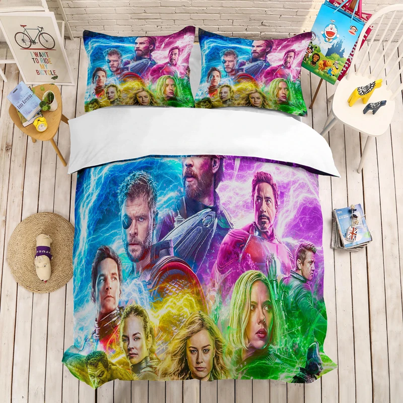Комплект постельного белья Marvel Мститель, Лига справедливости, Супермен, пододеяльник, постельный комплект, одеяло, Комплект постельного белья, постельное белье(без простыни