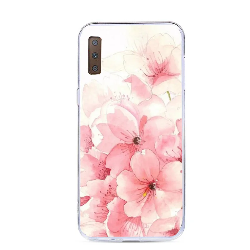 Синий Цветок чехол для samsung A7 J5 Мягкий силиконовый чехол для телефона для samsung Galaxy Note 9 S8 S9 A8 плюс S7 край A7 Fundas - Цвет: Синий