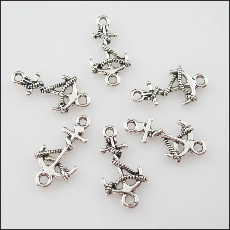 Новый 45 шт Тибетский серебристый цвет обмотки подвески в виде якоря Подвески