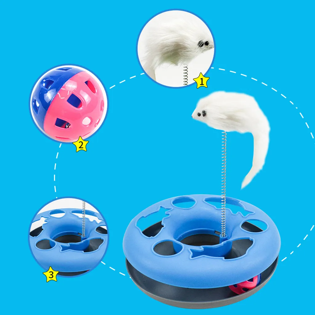 Круглая игровая доска для кошек, качели, пружинная мышь, кот, сумасшедший диск с шариком, Интерактивная игрушка, поворотный стол, забавная игрушка для кошек, домашних животных