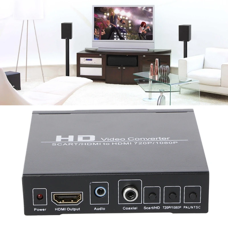 SCART+ HDMI в HDMI HD видео конвертер 720P 1080P 3,5 мм коаксиальный аудио выход