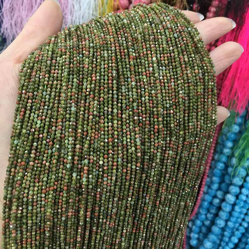 Unakite Маленькие бусины из натурального камня, бусины из натурального граната, апатит 2 мм, разделенные бусины для изготовления ювелирных изделий, ожерелье, браслет своими руками - Цвет: Unakite