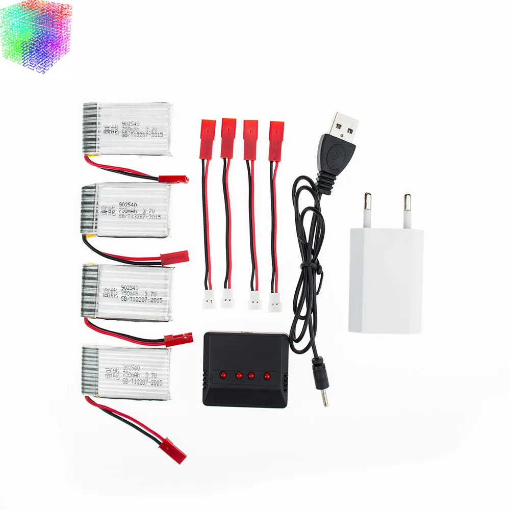 Аккумулятор Lipo 3 7 в 750 мАч 4 шт. и зарядное устройство для MJX X400 x800 X300C|lipo battery 3.7v|lipo