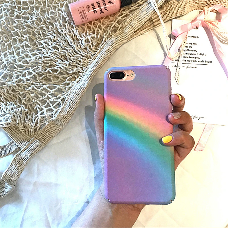 Colorful Gradient Rainbow Phone Cases Capa For iPhone 6 6s Fashion Girl Abstract Art Painted Back Cover Hard PC Fundas |