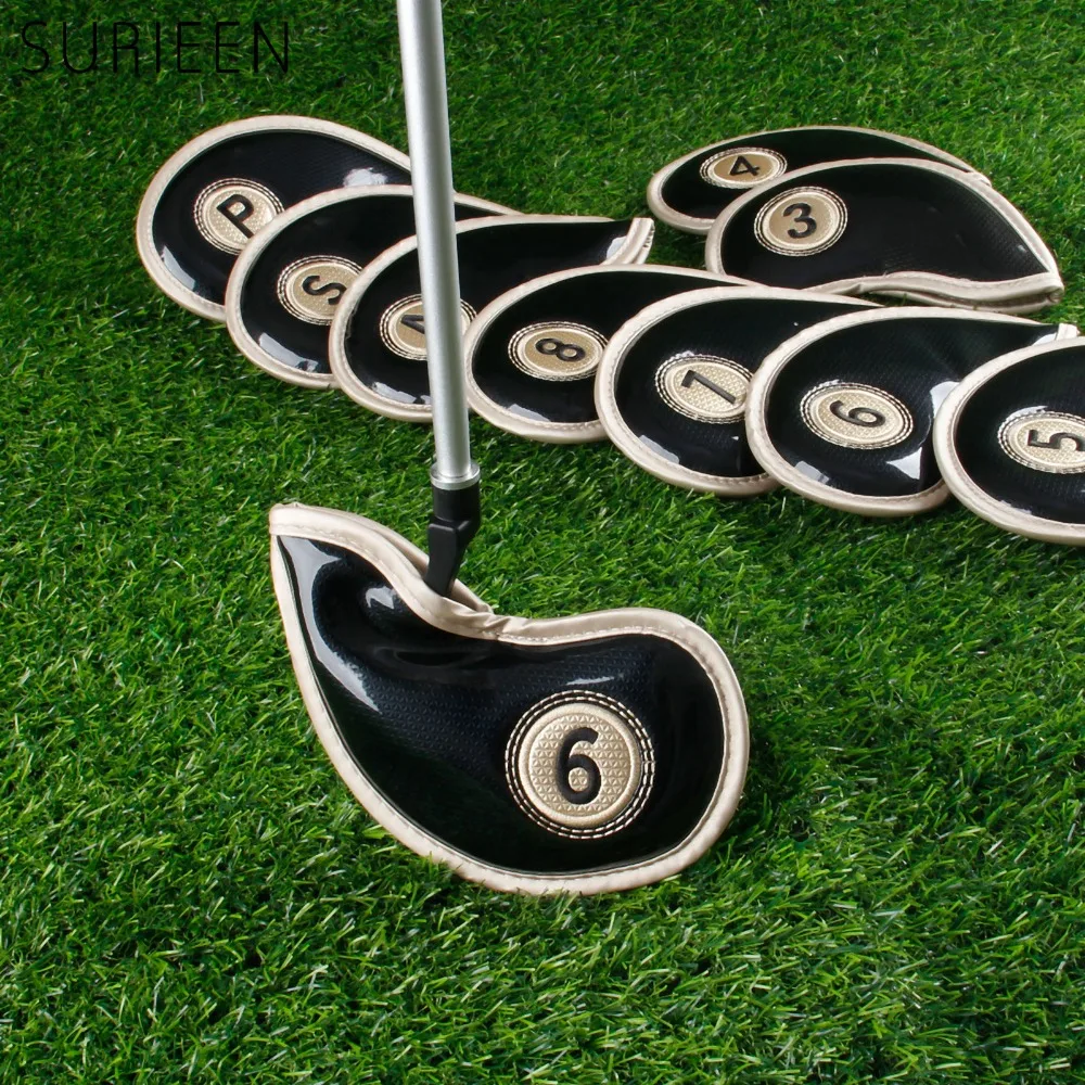 10 шт. Толстая Кожа PU черная гладкая поверхность Головки для клюшки Гольф железный