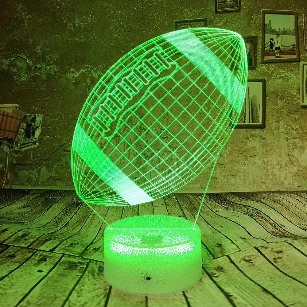 Прямая поставка крутая 3D ночник лампа Американский футбол 7 цветов Иллюзия Led USB