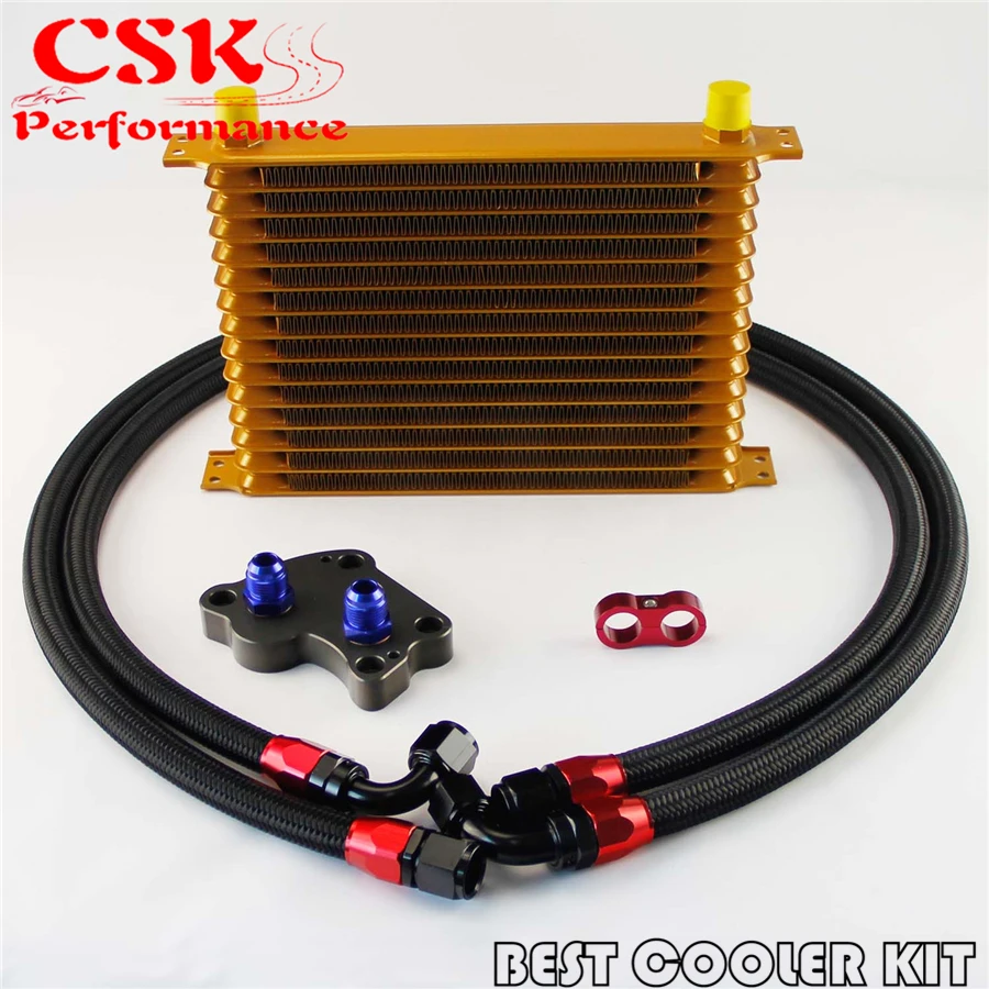 AN10 15 ряд Trust масляный кулер комплект Подходит для BMW Mini Cooper S R53 Supercharger Gold|oil cooler