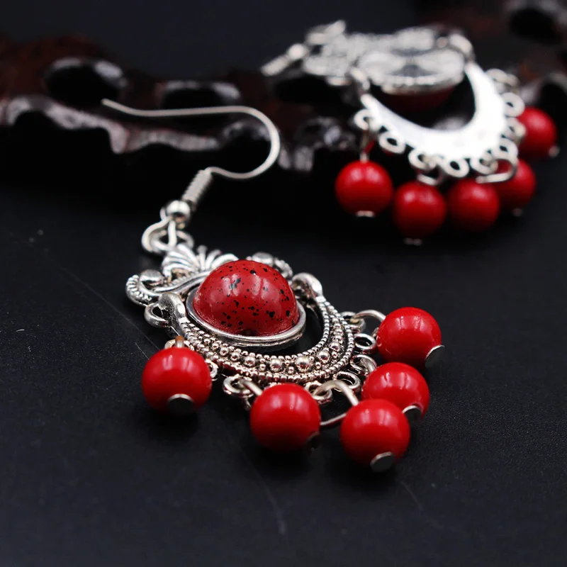 Винтажные серьги в виде цветка тибетские ювелирные бусы богемные этнические с