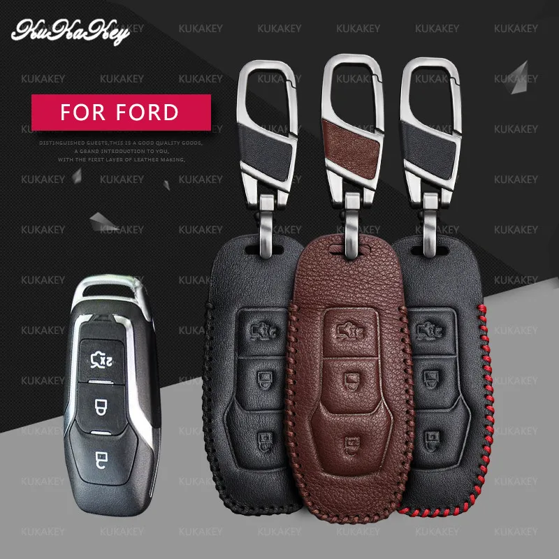 Кожаный чехол для автомобильного ключа KUKAKEY Ford Focus Mondeo Festiva Fusion Suit Fiesta защитный