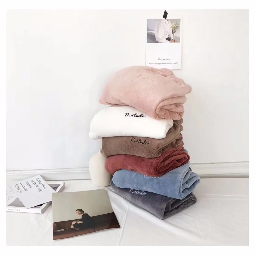 Сказочные теплые штаны женские зимние японские из кораллового флиса свободные