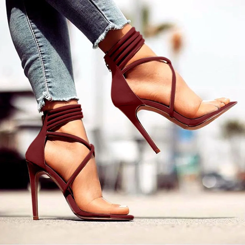 Пикантные босоножки Свадебные туфли на шпильке Летние сандалии для девочек