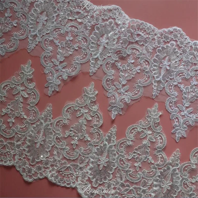 Изящная 1 ярд белая/слоновая кость ткань с блестками для кордировки цветов