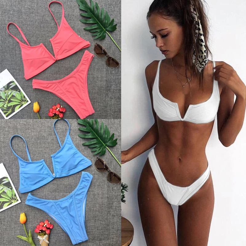 Купальники на бретельках женское бикини 2020 купальник невероятно яркое с V